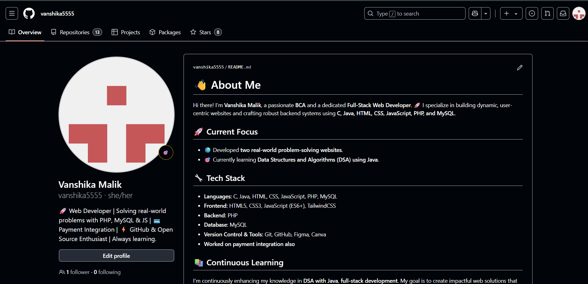 github profile website screenshot